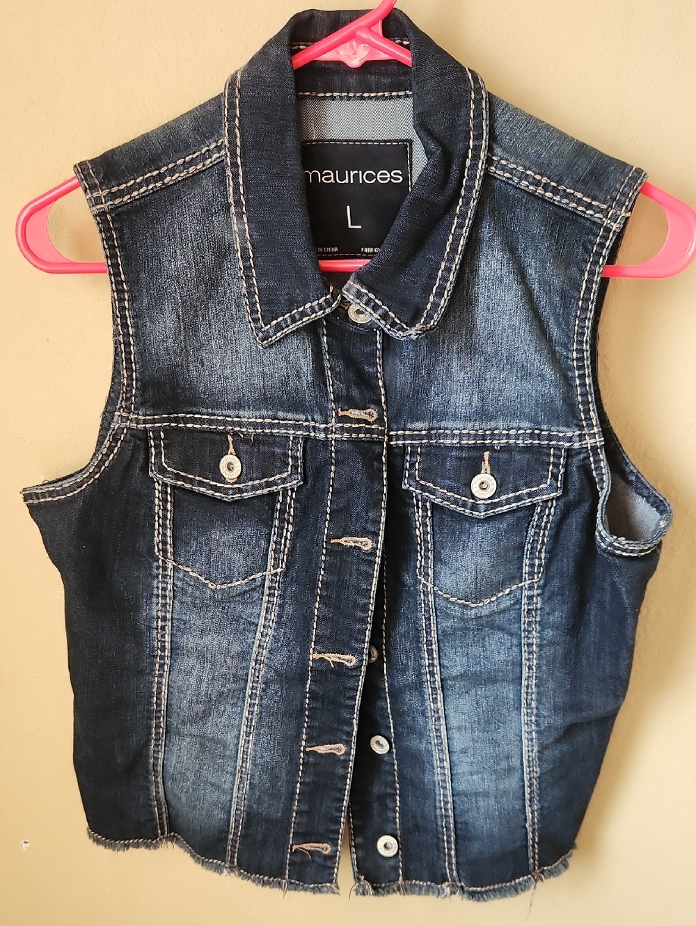 Maurices Dark Blue Denim Sleeveless Vest
